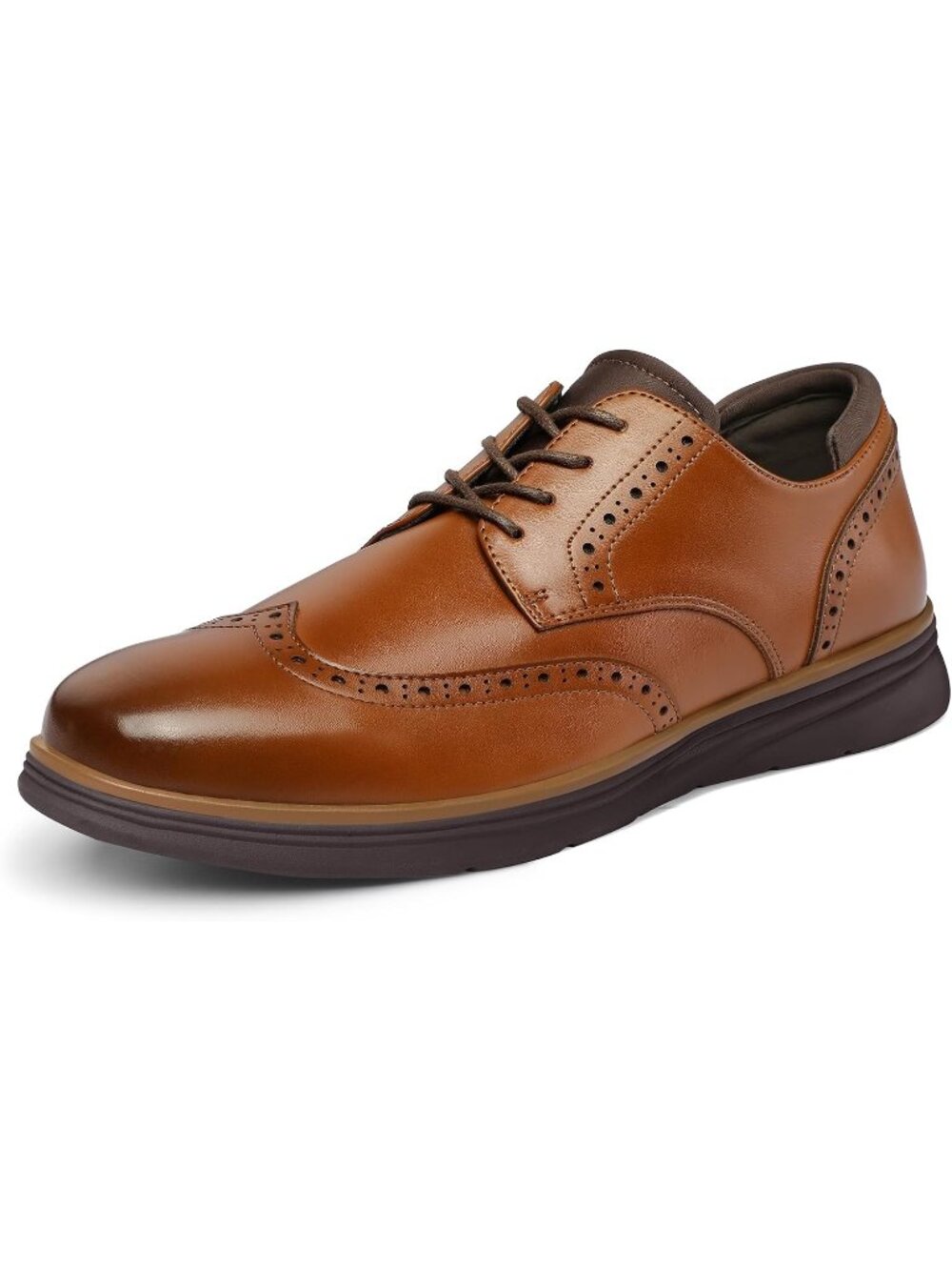Men's Tan Comfortable Lace-up Wingtip Brogue Office Dress Leather Oxford Shoes